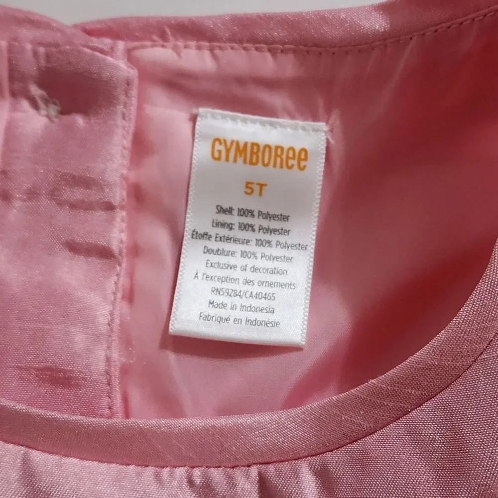 Gymboree Girls Pretty in Pink & White Shiny Formal Ribbed Dress 5t
